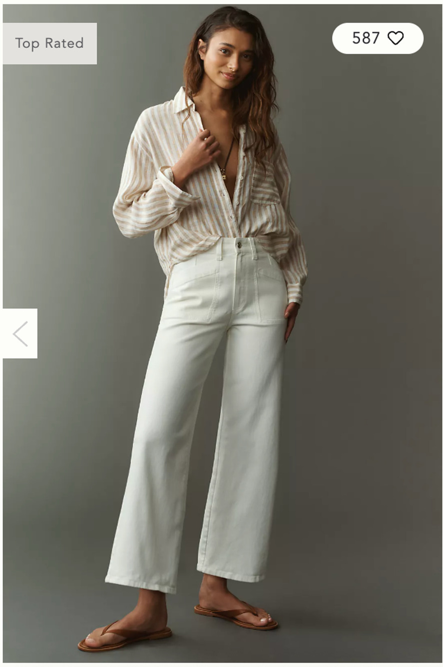 PAIGE Anessa Quincy High-Rise Crop Wide-Leg Jeans 31 NEW